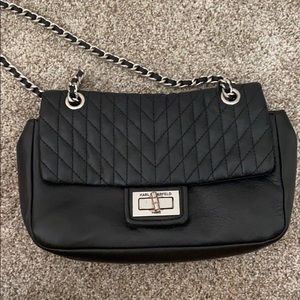 Black leather chain purse